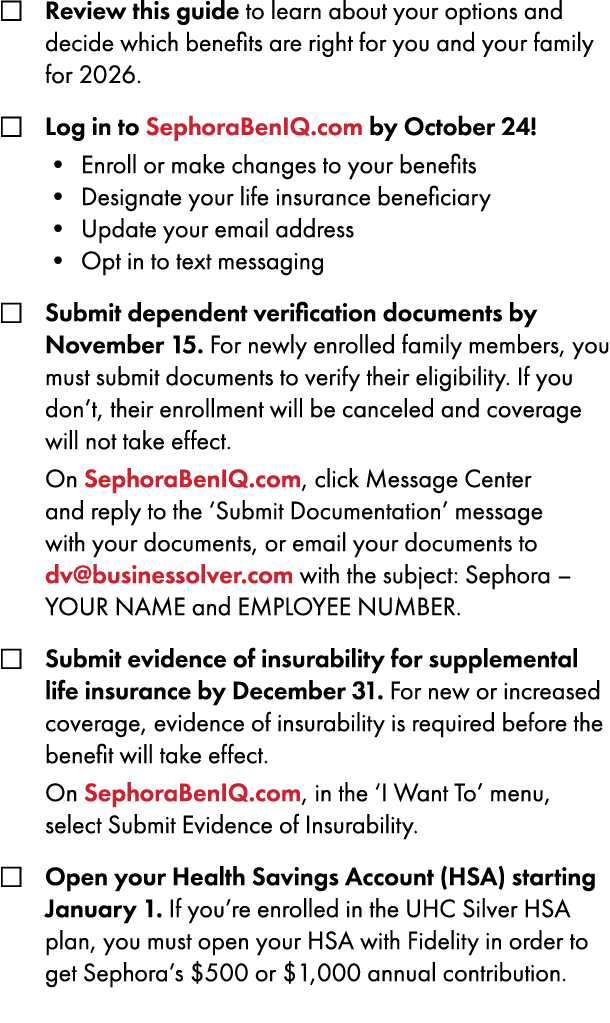 □ Review this guide to learn about your options and decide which benefits are right for you and your family for 2026....
